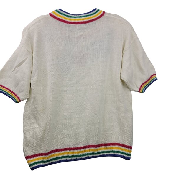 Vintage Lucia Handcrafted Floral Knit Pullover Sweater XL - Picture 5 of 10